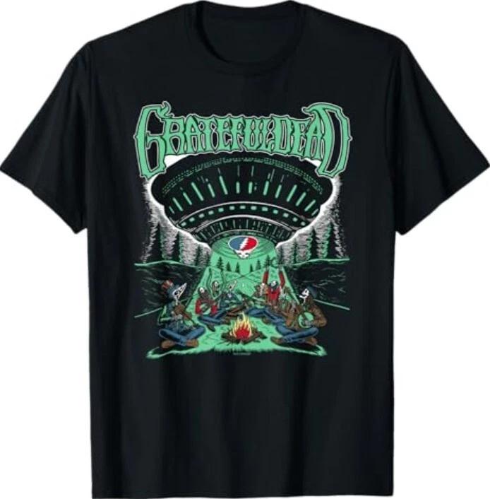 Grateful Dead Skeletons and Aliens Camping Band 100% Cotton T-shirt Mens Tees Top