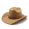 Western Cowboy Hat Men'S British Retro Woolen Top Hat Women'S Fashion Big Brim Jazz Hat Tide