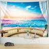 Sunset Seaside Window Landscape Painting Tapestry Wall Hanging Boho Hippie Art Tapiz Aesthetics Room Decor