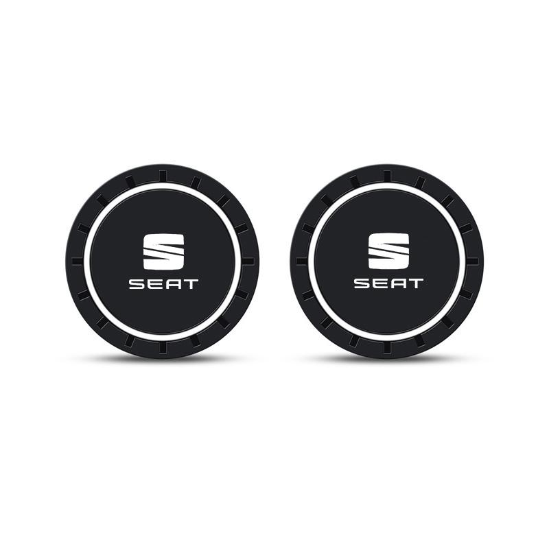 2pcs Car Coaster Water Cup Bottle Anti-slip Pads Accessories For Seat Ibiza FR Ateca Altea Leon Alhambra Exeo Arona Toledo Cupra