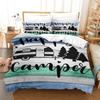 3pcs Happy Camper Pattern Printed Bedding Set Suitable For Teenagers And Adult's Bedroom Camping 1*Duvet Cover+2*Pillowcase