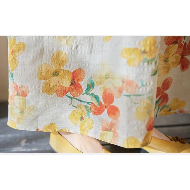 Хлопково-льняное свободное длинное платье, женское новое свободное тонкое льняное платье с длинными рукавами с литературным принтом в стиле ретро