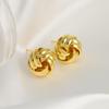 Niche Minimalist Gold-Plated Brass and 925 Silver Needle Yarn Ball Earrings for Women
