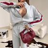 Womens Colorblock Casual Two-Piece Set Long Sleeve Zip-Up Hoodie Drawstring Joggers Streetwear Outfit