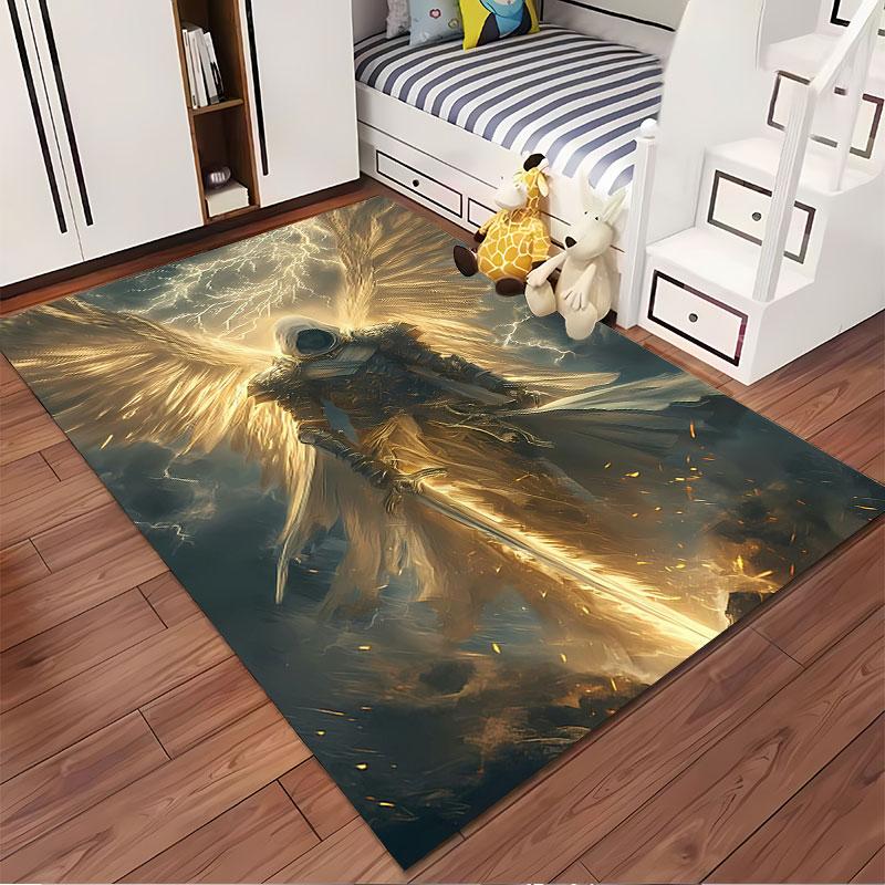 Golden Angel Warrior Artwork suitable as a non-slip mat for the living room or bedroom sofa