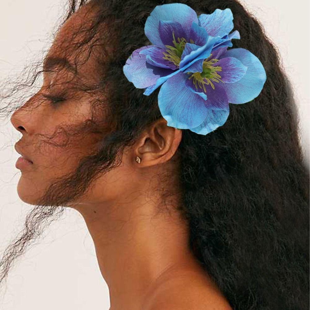 Elegant Simulation Flowers Hair Clip Bohemian Style Sweet Barrettes Floral Duckbill Clip Bridal