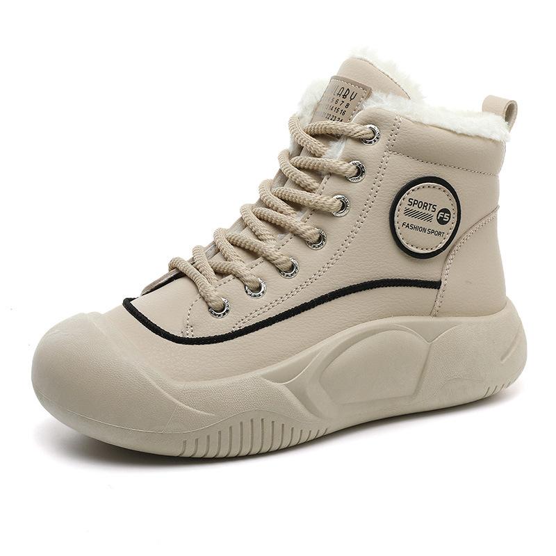 Новые зимние туфли Ins в корейском стиле с высоким берцем и бархатом, повседневная обувь, студентки, хлопковые туфли на платформе, толстая подошва, сохраняющие тепло