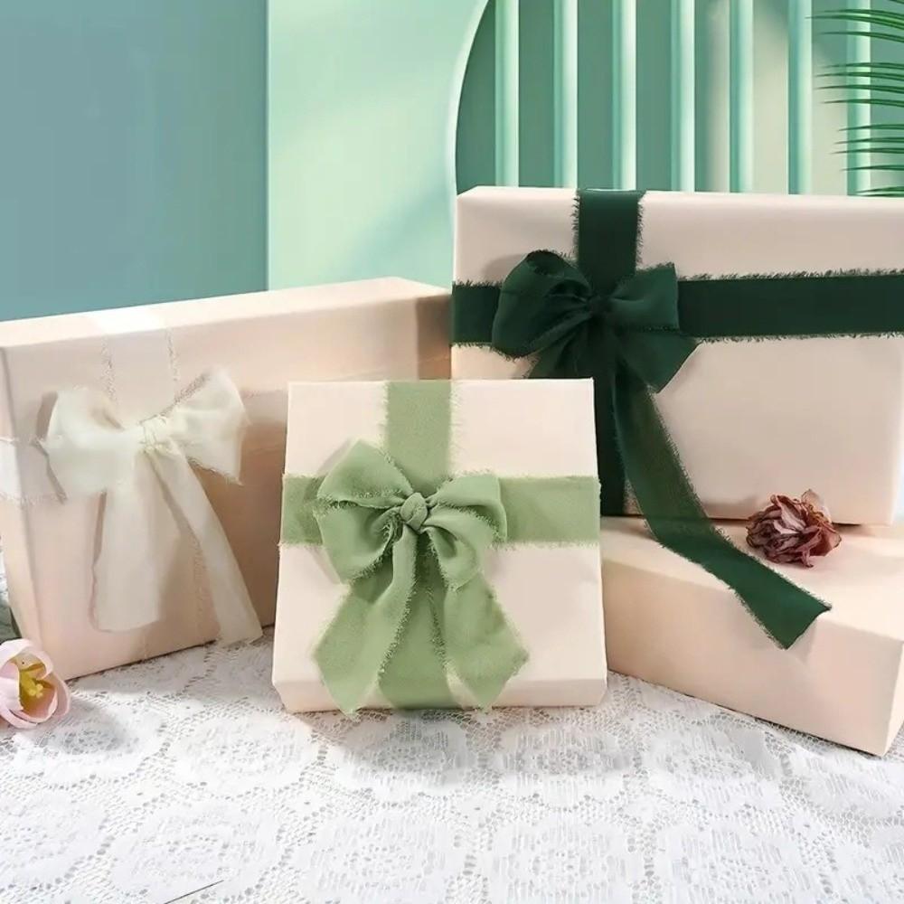 3 рулона 5 м бахромчатой шифоновой шелковой ленты, сделанная вручную мохнатая шифоновая лента, шифоновая лента для свадебных букетов