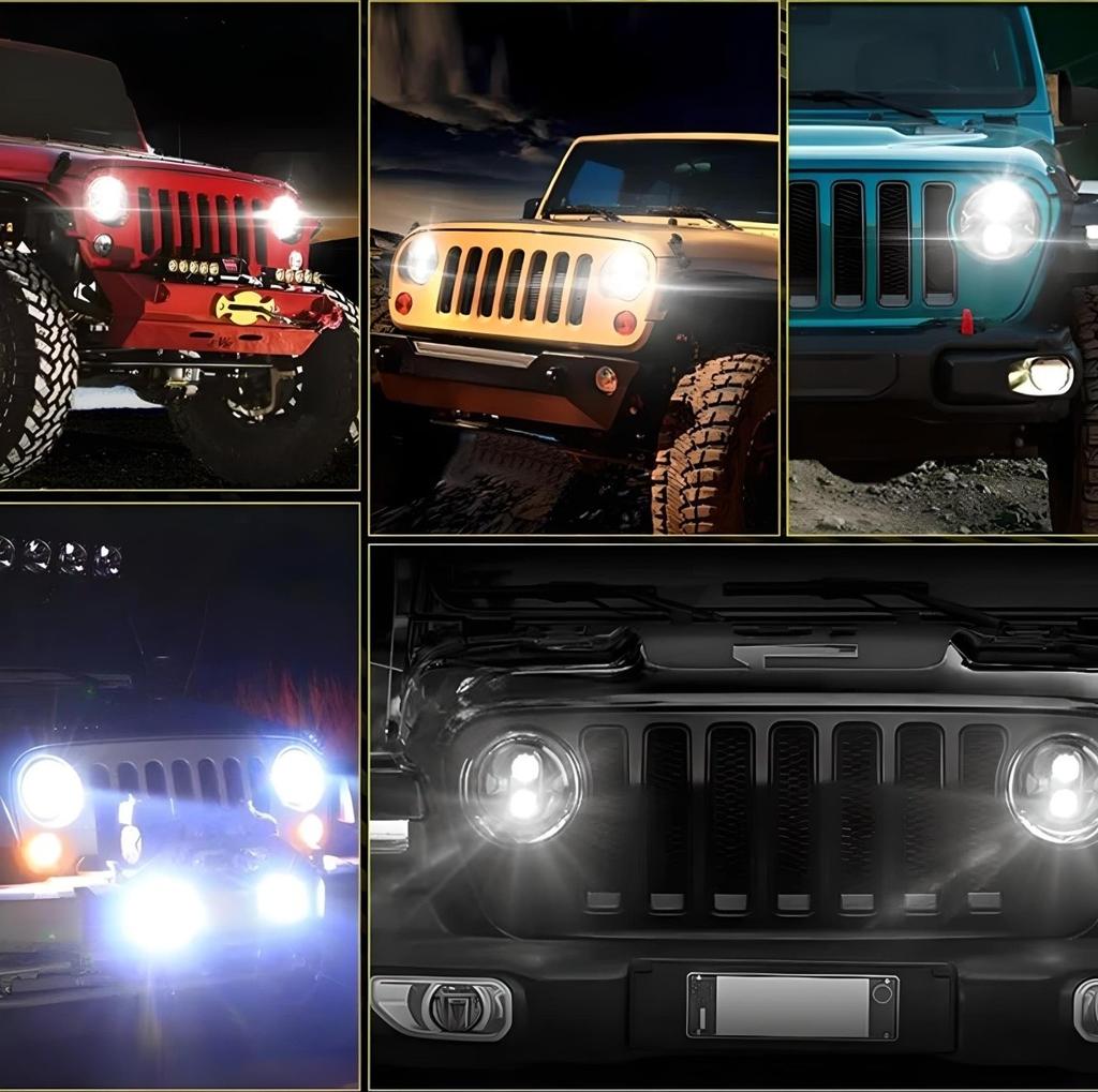 7" Full LED Headlight Compatible with Harley, Jeep, Land Rover, Hummer, Lada - 1 Pc