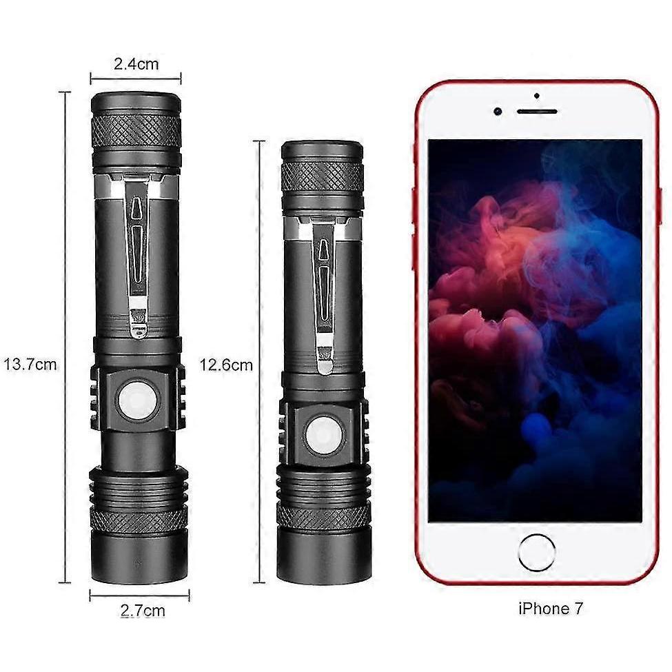 Led Flashlight, Usb Rechargeable Flashlights, Led Flashlight Extremely Bright 2PCS
