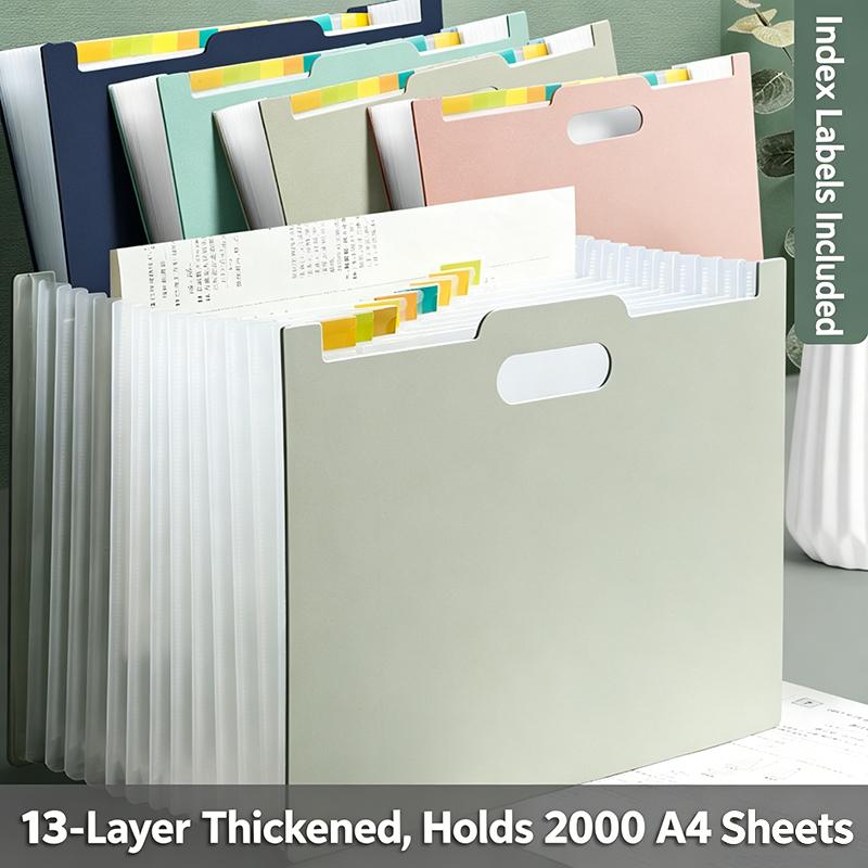 A4 Accordion File Organizer 13 Pockets Expanding Folder with Label Pocket for Office Desk School Supplies Home Storage