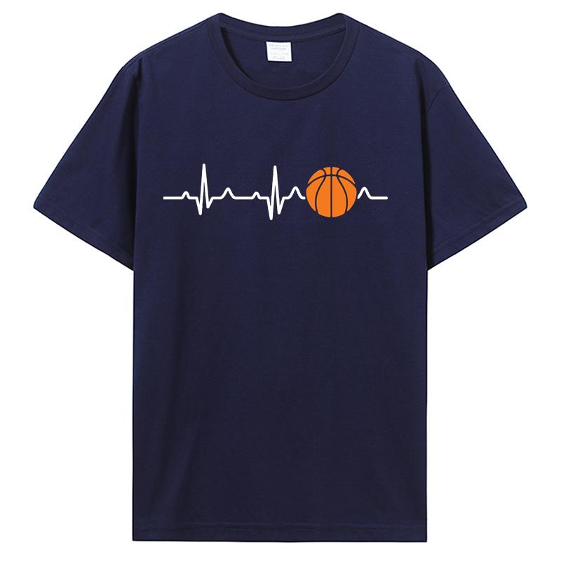 Basketball Heartbeat TShirt Men Birthday Gifts Short Sleeves Funny Tees O Neck Cotton Clothes Humor T Shirt