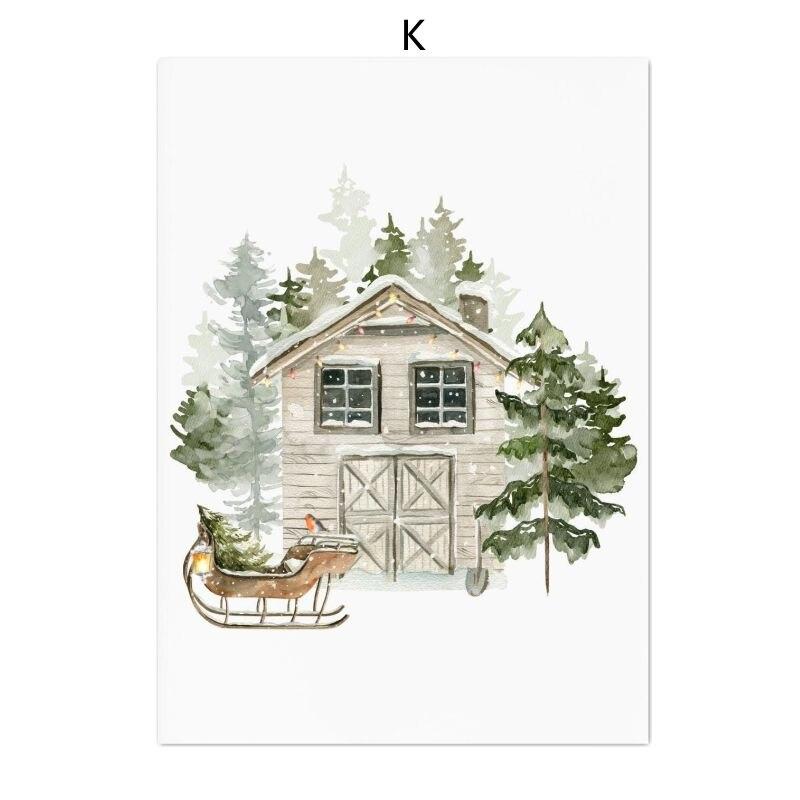 Картины, настенные художественные рождественские картины в деревенском доме, лесные олени, лесные постеры и принты, зимние картины на холсте, домашний декор