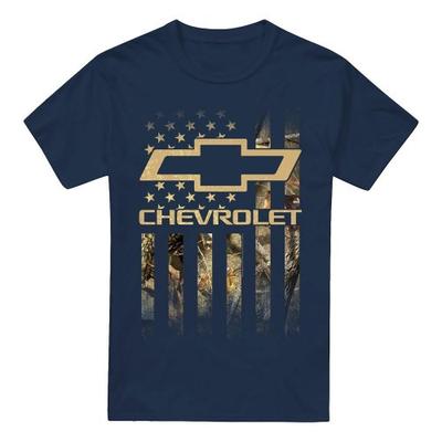 Унисекс Взрослая футболка Chevrolet с камуфляжным флагом