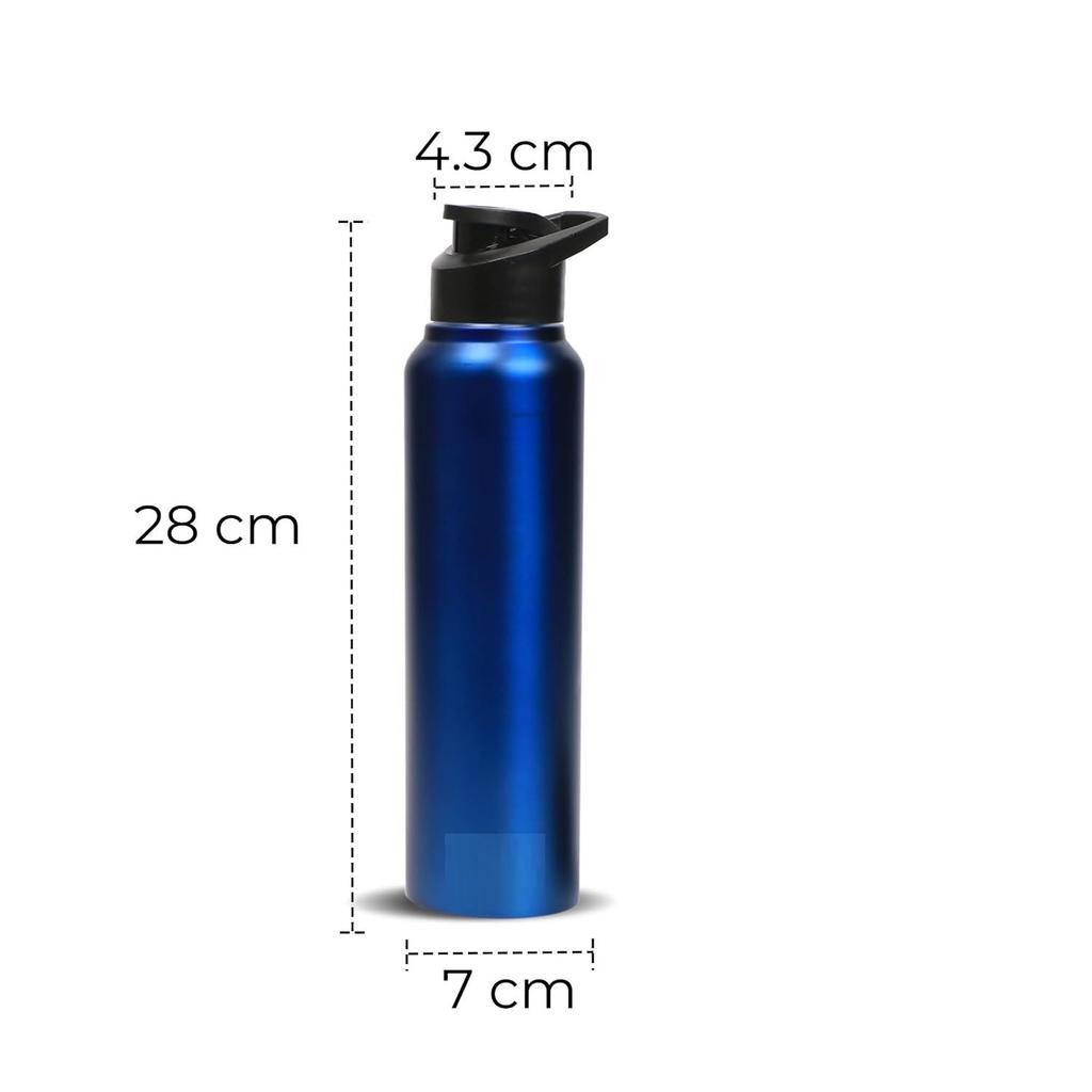 Бутылка для воды из нержавеющей стали 1 л для детей, мальчиков, девочек, бутылки 1 литр для спортзала, использования в холодильнике, школы и офиса (Крышка-поильник - Набор из 1 шт., Темно-синий)