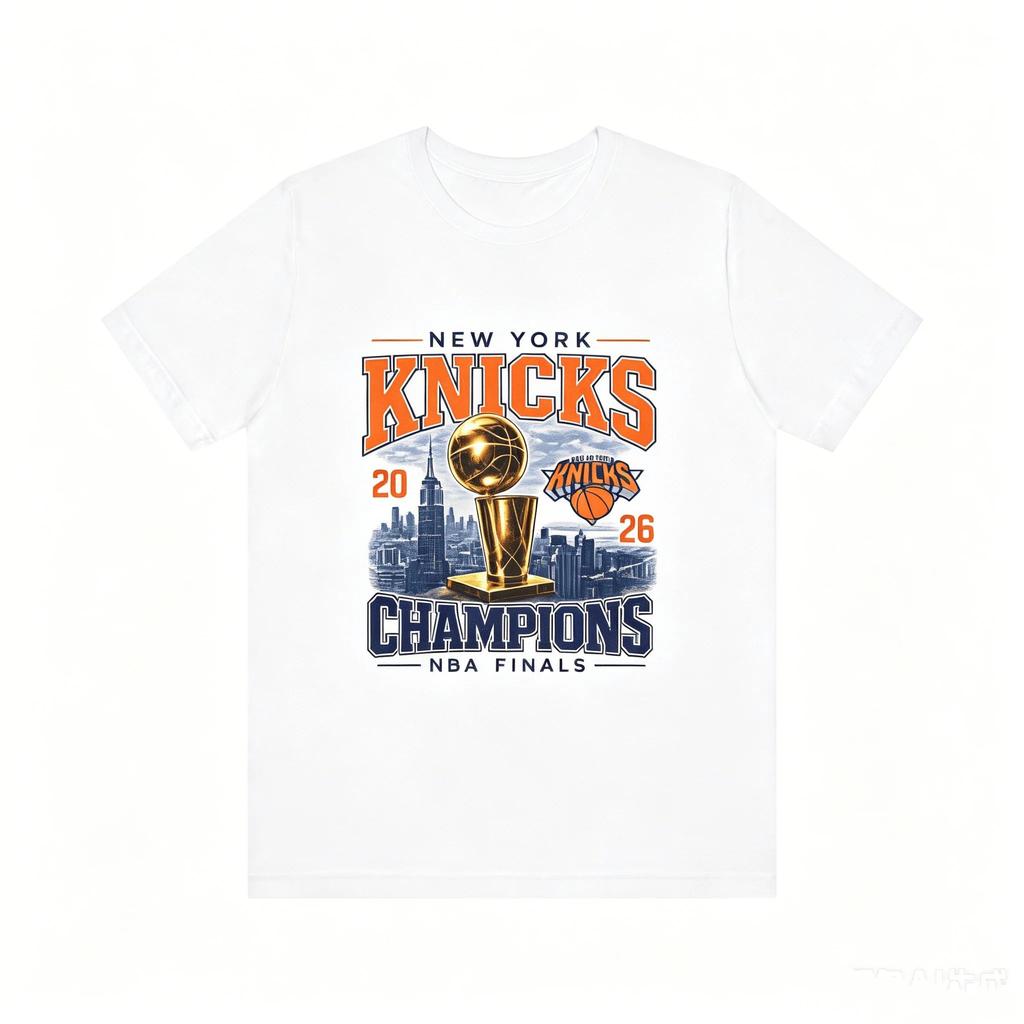Футболка чемпиона New York Knicks 2026 Финал Трофей Городской пейзаж Футболка 2026 Лето Новая Мужская Женская Мода Хлопковая Футболка Y2K