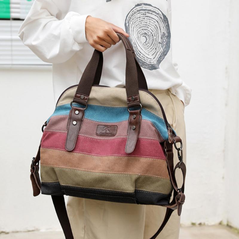 Холщовая повседневная ретро-мода и художественная студенческая сумка на одно плечо с косым плетением, вместительная женская сумка контрастного цвета