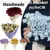 Плед с розовыми цветами с набором материалов для DIY Ручной работы Мягкий вязаный плед Вязаный крючком плед с цветами Креативный подарок 2025 Новинка