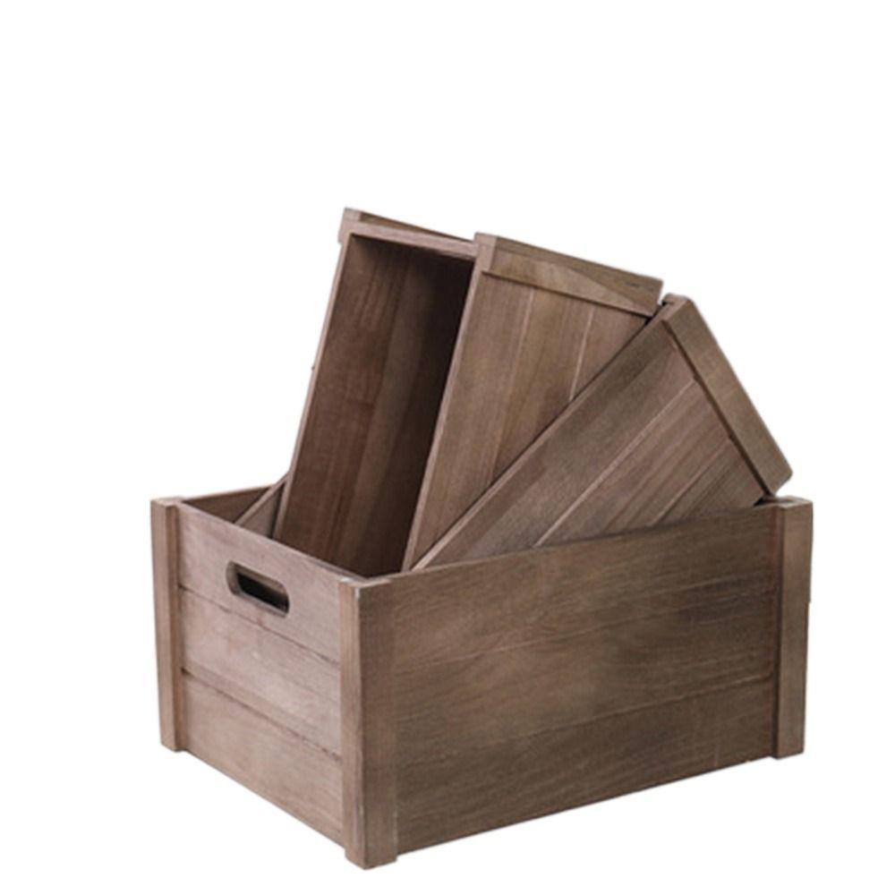 Wooden Storage Boxes Handcrafted Organizer Bin Farmhouse Style Wood Basket Vegetable