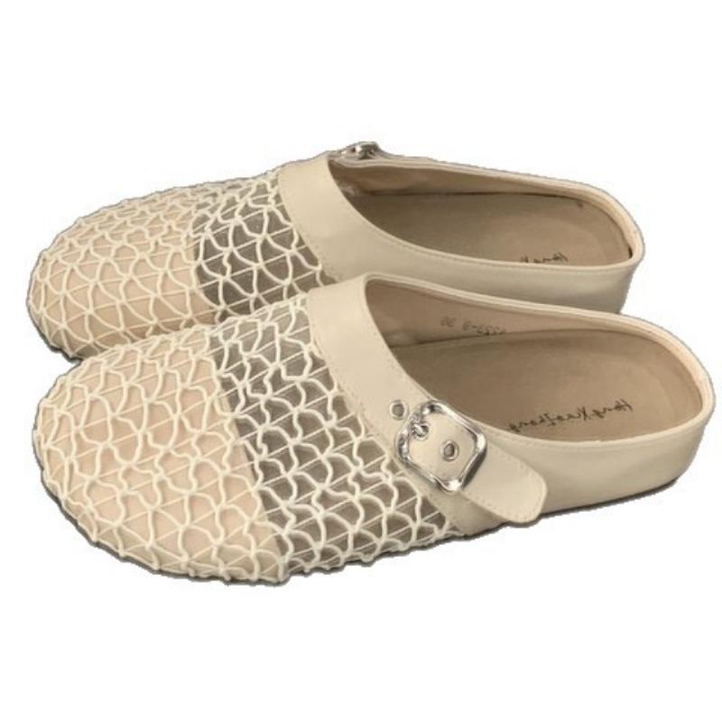 Нишевые полые дышащие сетчатые вязаные сумки головные полушлепанцы женские летние носить на педали толстая подошва рыболовная сеть