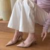 So Beautiful!! Nude Pointed Bow Light Mouth High Heels Women's 2025 Spring New Versatile Rear Empty Sandals