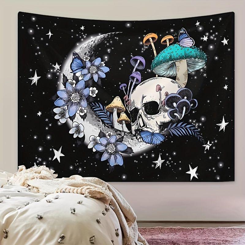Skeleton Mushroom Witch Y2K Dark Tapestry Living Room Bedroom Esports Room Wall Decoration Wall Hanging