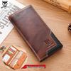 Cow Captain Genuine Leather Men's Retro Long Bifold Wallet - Oil Wax, Large Capacity Coin Purse