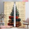 2pcs,2D Plane Printing Curtains Digital Printed Christmas Tree Books Festive (3) Versatile Polyester (without Rod) Art Deco