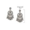 Женские серьги-капли Jhumki Drops из антикварного серебра с кунданом и австрийскими бриллиантами