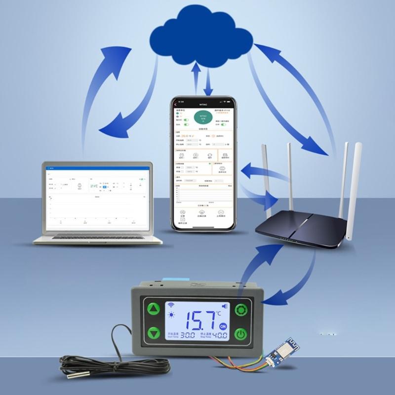 Высокоточный WiFi-контроллер температуры с удаленным управлением через приложения Для промышленного и лабораторного использования Выход с реле 30А