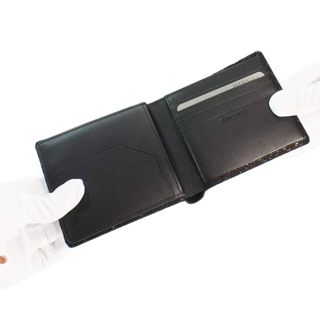 Отделение для купюр Inden без монет, черный фон x рисунок черного оленя [Indenya] складной кошелек, F, кошелек, замша оленя, лак, 2009-01-165