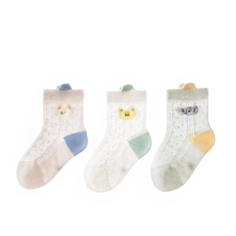 3 пары/комплект детские сетчатые тонкие носки дышащие детские носки комфорт 0-5 лет дети малыши хлопковые носки с рисунком лето
