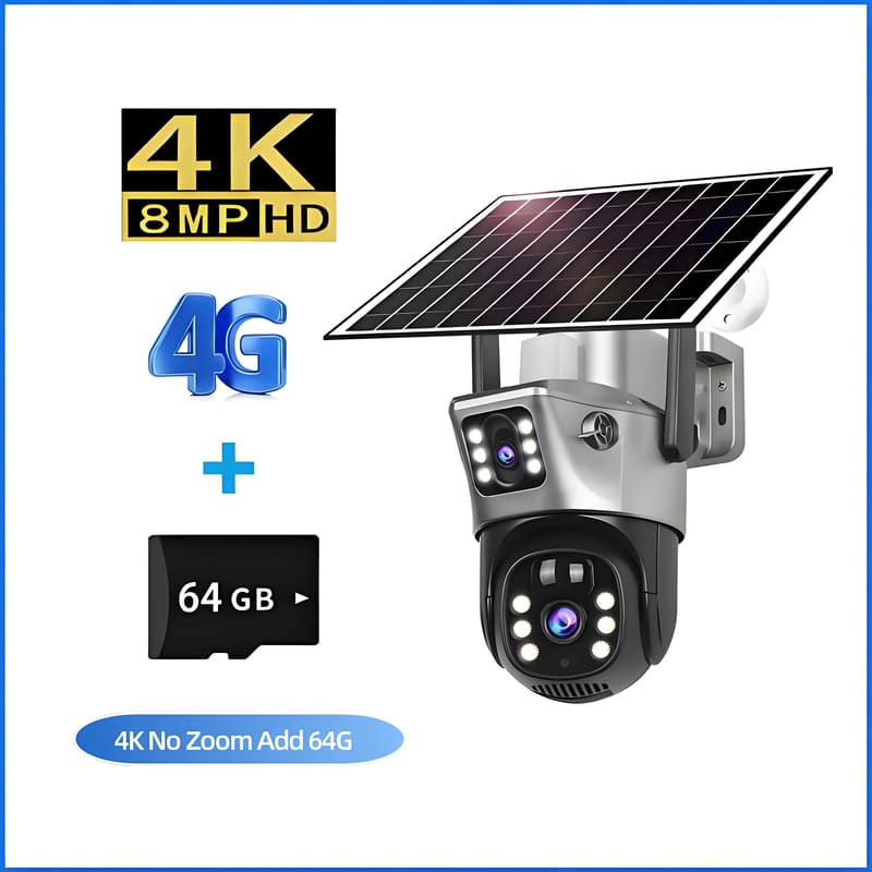 LS VISION 10x Zoom 4G SIM Solar Camera Outdoor 6K 12MP Three Lens HD Night Vision IP Surveillance Camera Security Protection PTZ CCTV Cam