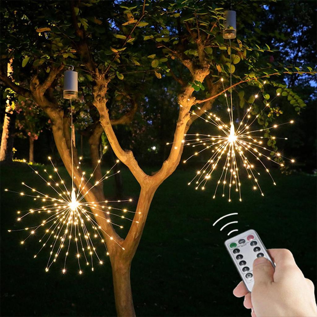 LED Fairy Lights Hanging Starburst Lamp DIY Firework String Christmas Garland Festival Decor Remote Twinkle