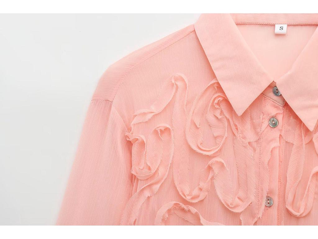 2025 Spring Women's European & American Fashion Versatile Embossed Front Shirt