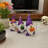 3pcs Halloween Gnome Statue Decorations Magic Broom Hat Pumpkin Gnomes Old Man Wizard Witch For Home Desktop Resin Decor