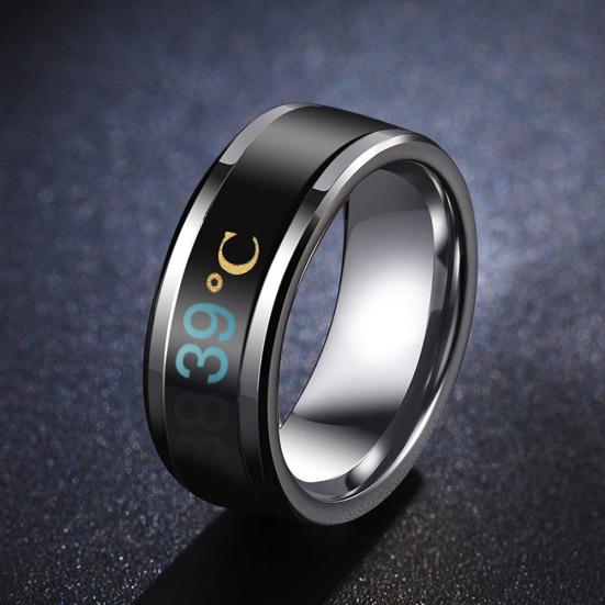 Шикарный датчик температуры из нержавеющей стали, унисекс, кольцо на палец, ювелирное изделие, подарок для пары