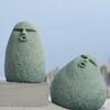 Cute Stone Primitive Man Figurine Funny Stoneman Statue Carving Face Decoration for Garden Home Decor Fish Tank Ornament
