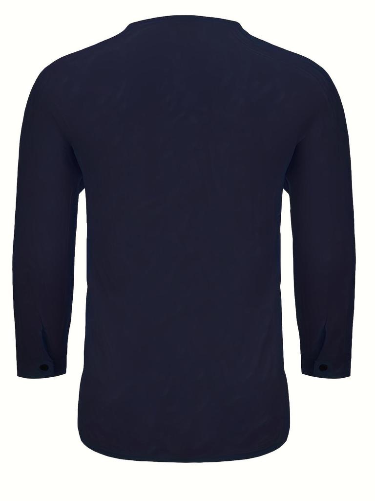 Мужская весенняя 2024 года повседневная рубашка с V-образным вырезом и длинным рукавом из льна и хлопка