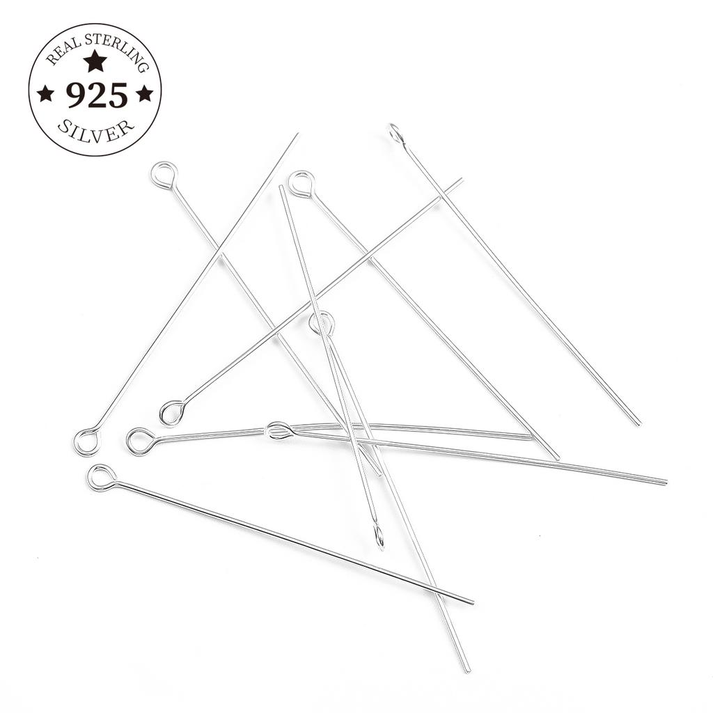 925 Sterling Silver Ball Head Pins Needles 9 Eye Pins T Shape Heads Pins Beads Earring Jewelry Findings Ornament Jewelry Making