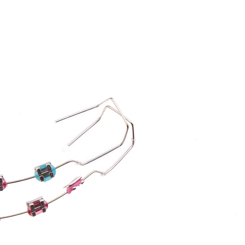 1 пара цветных временных украшений для зубов с металлической проволокой, металлическими скобками и ортодонтической лигатурой, украшения для зубов