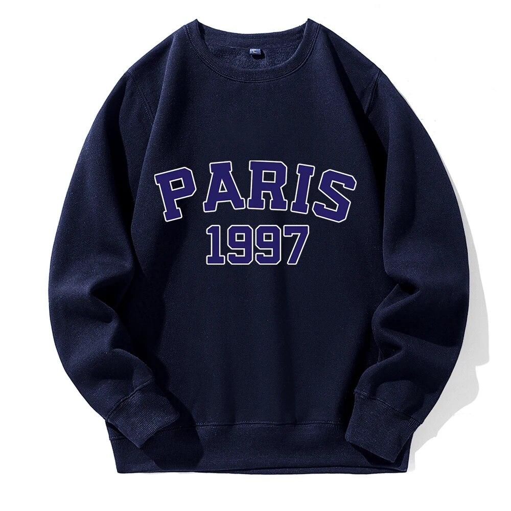 Париж 1997 года, толстовки с принтом Street City, модные новинки унисекс, классическая трендовая одежда, свободная флисовая толстовка большого размера