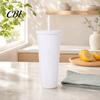 Water Stain Resistant Cup Plastic Bottle, with Straw And Lid, Reusable Cold Drink Tumbler, Eco-friendly Coffee Wide Mouth Sequin Effect Travel