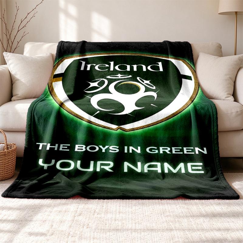 Ireland Rugby Customizable name outdoor blanket soft cozy and warm Multi-purpose office blanket outdoor camping and travel blanket all
