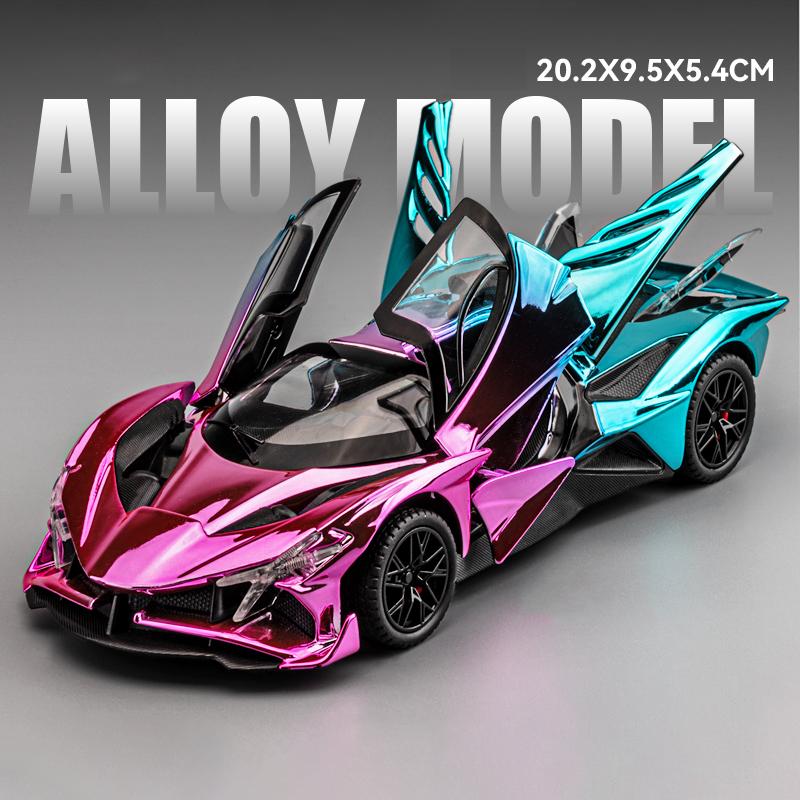 1:24 Apollo Project EVO Electroplate Alloy Muscle Car Model Sound and Light Children's Toy Collectibles Birthday gift
