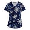 3D Snowman Print V-Neck Short Sleeve T-Shirt Women Men Casual Workwear Comfort Fit 2025
