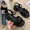 Fashion Summer New Sandals Women's Fashion Platform Cross-toe Sandals Comfortable Muffin Casual Women's Shoes Luxury Sandals Heels Women