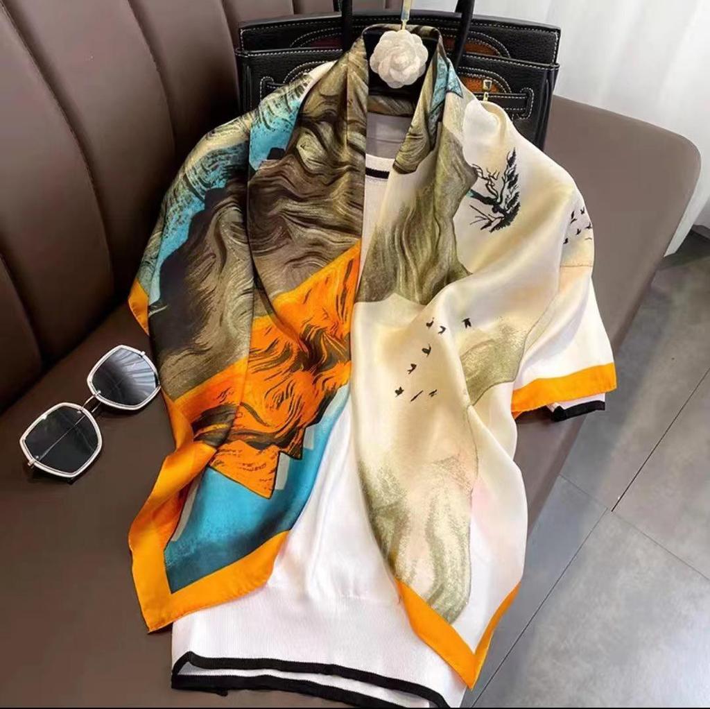 Новый женский шелковый шарф – Живопись «Тысячи миль рек и гор», шаль в китайском стиле, идеальный подарок на День матери.