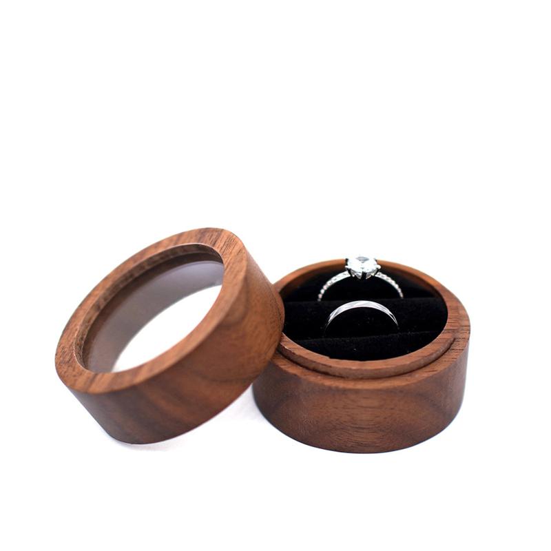 Деревянный футляр для колец с открытым окном, прозрачная шкатулка для драгоценностей для предложения, помолвки, свадебной церемонии