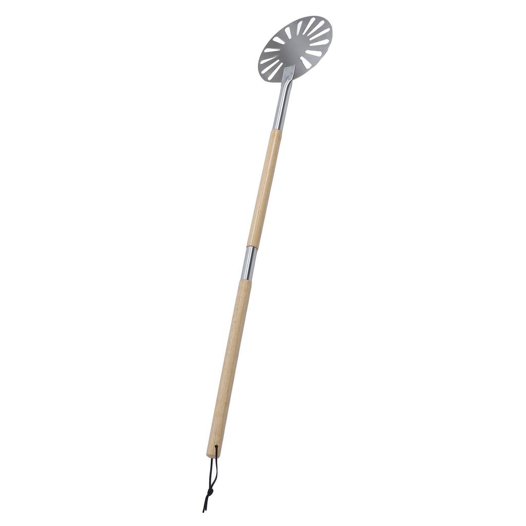9 Inch Pizza Turning Peel Lightweight Stainless Steel Perforated Pizza Peel Metal Pizza Turner Peel with 2 Wooden Long